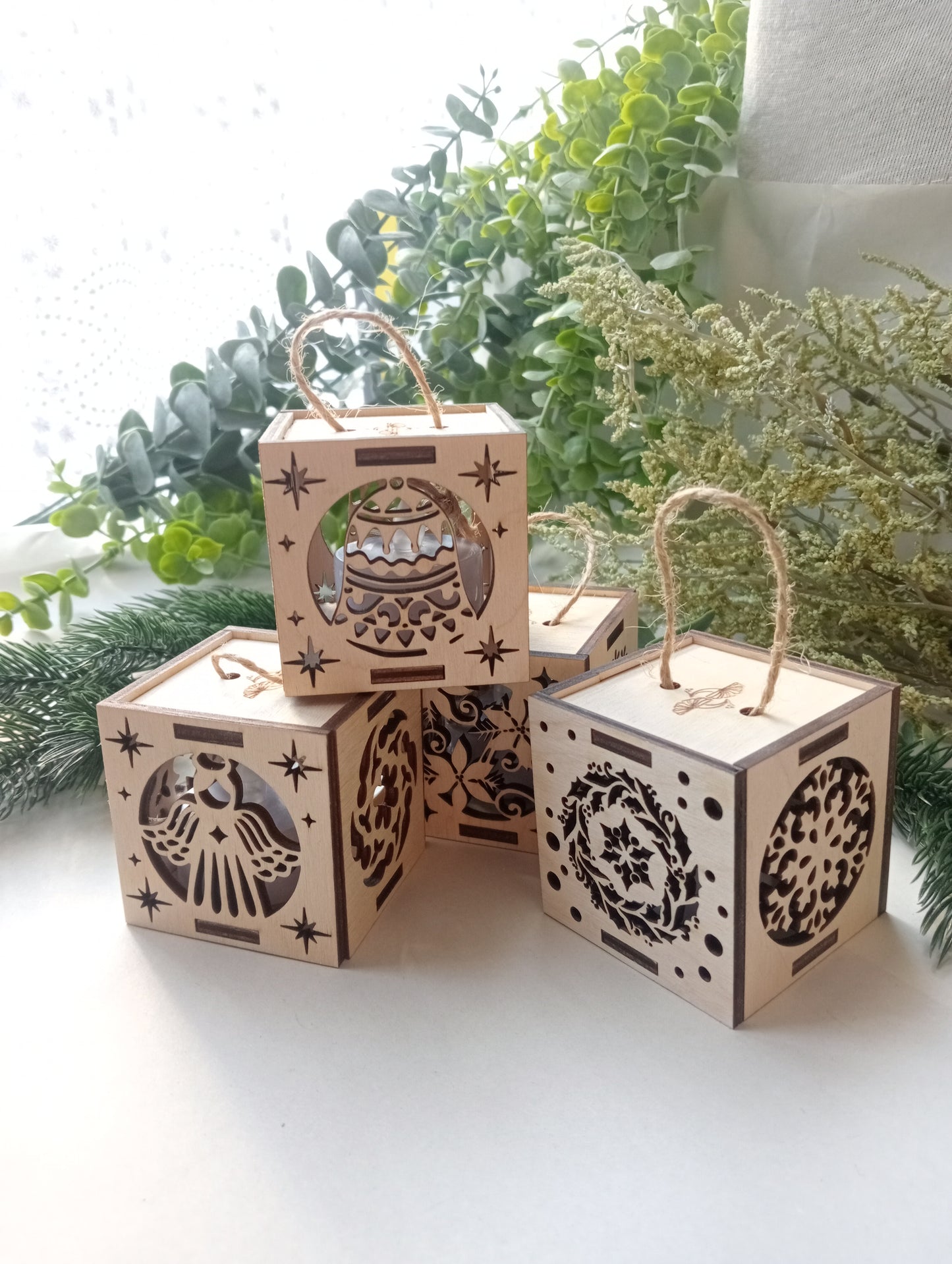 Wooden Christmas Decorations, Candle Light