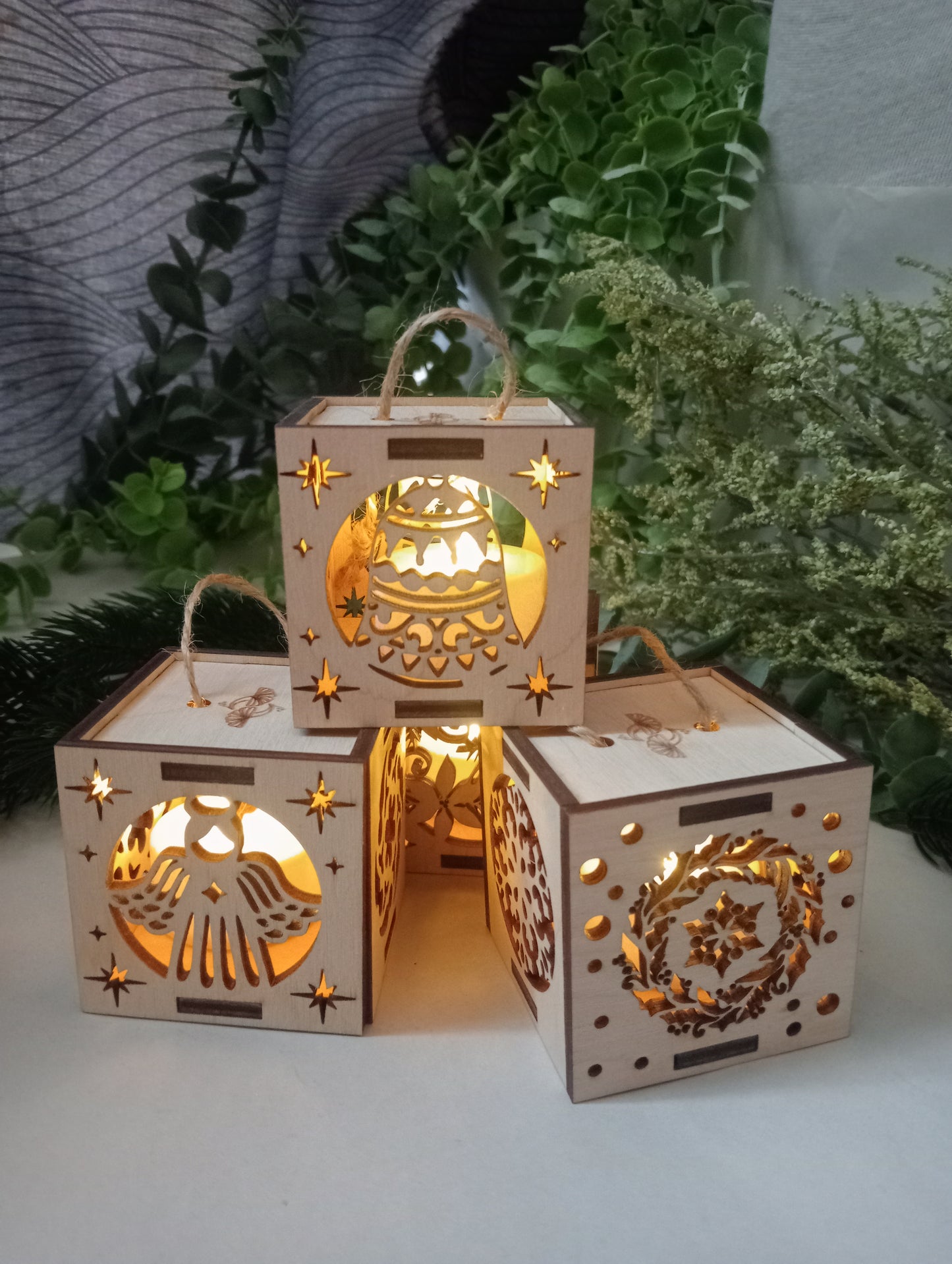 Wooden Christmas Decorations, Candle Light